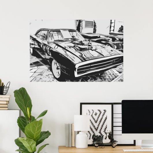 Poster Chargeur Dodge 1970 (Bureau à domicile)