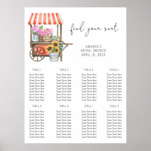 Poster Chariot à fleurs d'aquarelle - Planche à mousse de