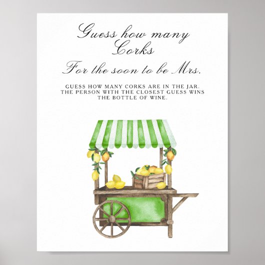Poster chariot avec citrons - devinez combien de bouchons (Devant)