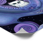 Poster Chariot bleu chat mignon cerf blanc hibou enneigé  (Coin)