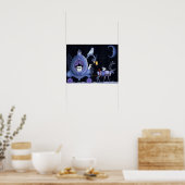 Poster Chariot bleu de chat hiver chouette enneigée cerf (Cuisine)