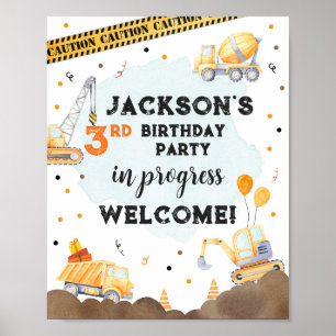 Poster Chariot Camion Boy Fête d'anniversaire Bienvenue