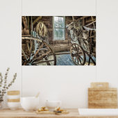 Poster Chariot couvert, roue de chariot en bois (Cuisine)
