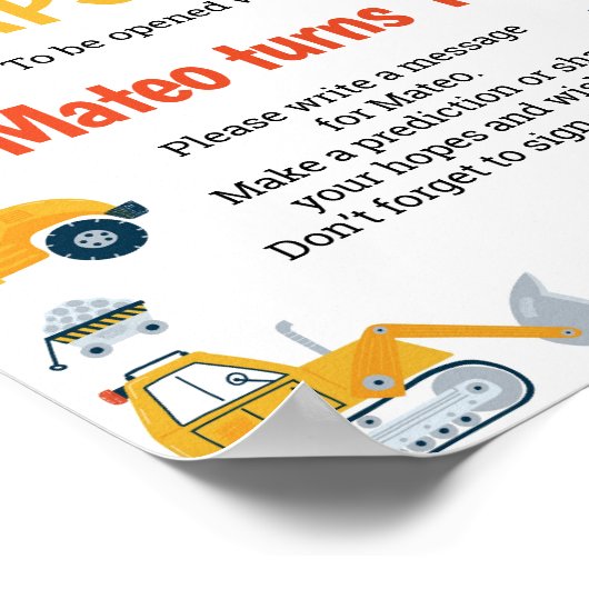 Poster Chariot de construction Anniversaire Heure Capsule (Coin)