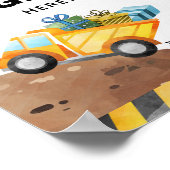 Poster Chariot de construction Dump cadeaux ici Signe de  (Coin)