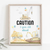 Poster Chariot de construction Signal d'anniversaire