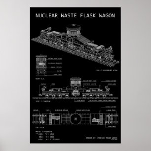 Poster Chariot de flacon de déchets nucléaires PTW "Bluep