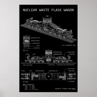 Poster Chariot de flacon de déchets nucléaires PTW "Bluep
