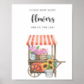 Poster chariot de fleurs pour une baby shower - devinez c (Devant)