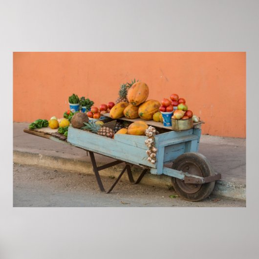 Poster Chariot de fruits et légumes, Cuba (Devant)