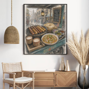 Poster Chariot de rue de BBQ pakistanais