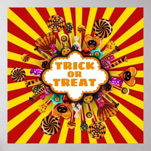 Poster Chariot d'Halloween ou de traiter des bonbons et d (Devant)