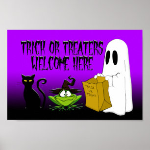 Poster Chariot ou Traitements Bienvenue ici Halloween Pos