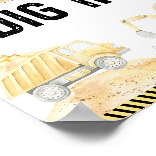 Poster Chariots De Construction Creusés À L'Anniversaire (Coin)