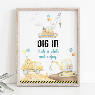 Poster Chariots De Construction Creusés Dans Le Panneau A