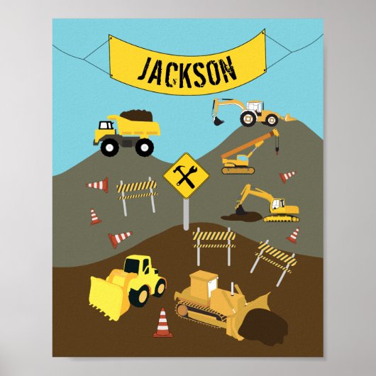 Poster Chariots de construction Décor du site (Devant)