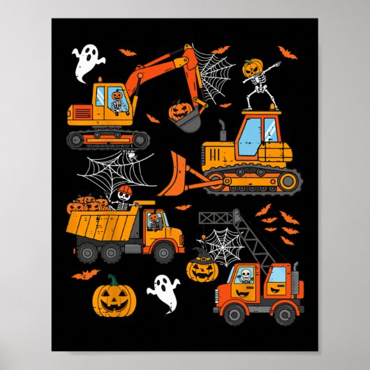 Poster Chariots de construction éffrayants Enfants garçon (Devant)