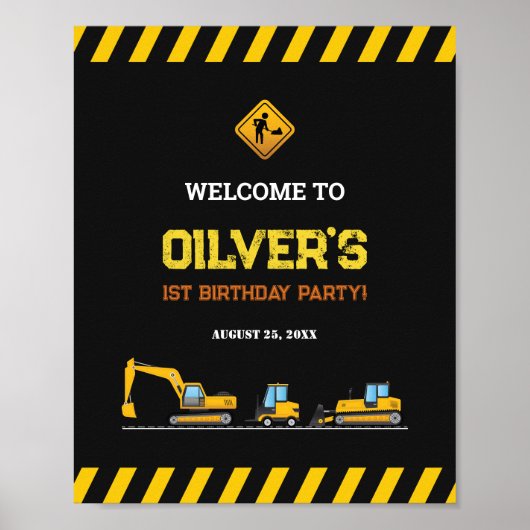 Poster Chariots de construction modifiables Signes de fêt (Devant)