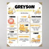 Poster Chariots de construction Signal de jalon d'anniver (Devant)