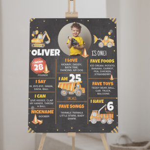 Poster Chariots de construction Signal de jalon d'anniver