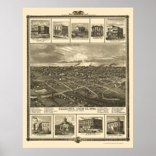 Poster Chariton, IA Carte panoramique - 1875