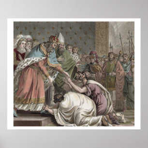 Poster Charlemagne (742-814) Receives the ambassadors fro