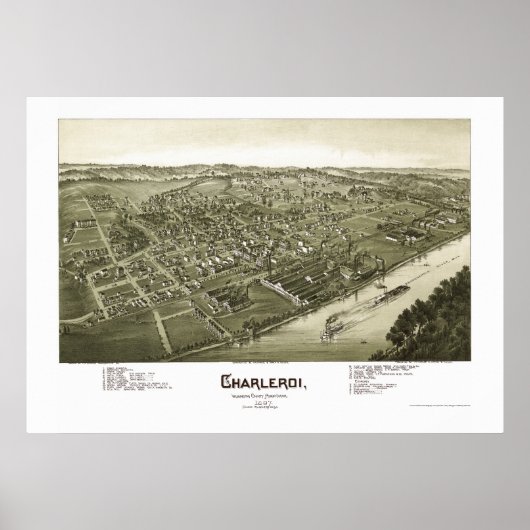 Poster Charleroi, PA Panoramic Map - 1897 (Devant)