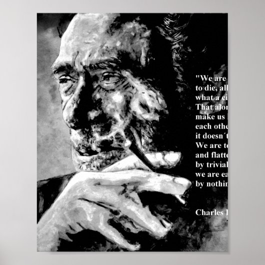Poster Charles Bukowski - noir - citation (Devant)