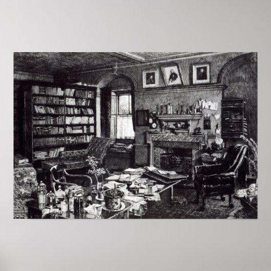 Poster Charles Darwin's study at Down House, 1882 (Devant)