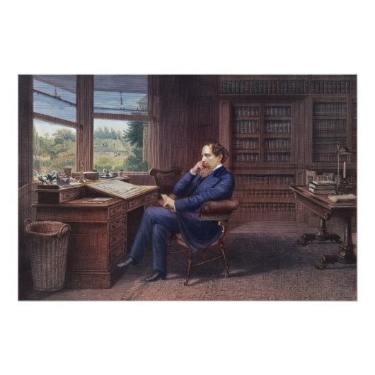 Poster Charles Dickens dans son étude (Devant)