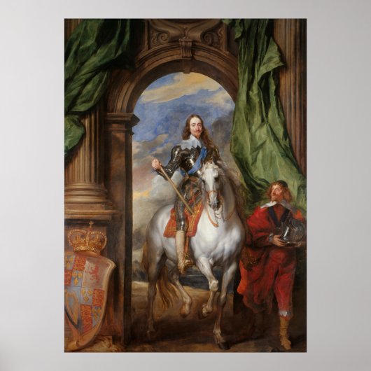 Poster Charles I avec M. de St Antoine - Anthony van Dyck (Devant)