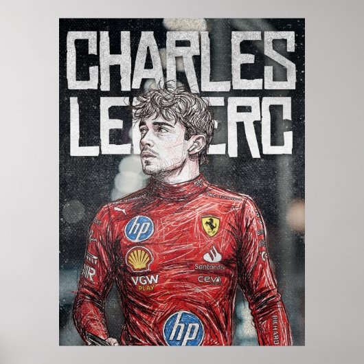 Poster Charles Leclerc Illustration Artistic F1 Portrait (Devant)