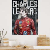 Poster Charles Leclerc Illustration Artistic F1 Portrait (Cuisine)