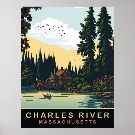 Poster Charles River, MA, Voyage Ancien (Devant)