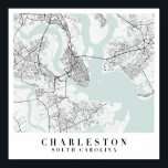 Poster Charleston Caroline du Sud Blue Water Street Carte<br><div class="desc">Charleston Caroline du Sud Blue Water Street Carte</div>