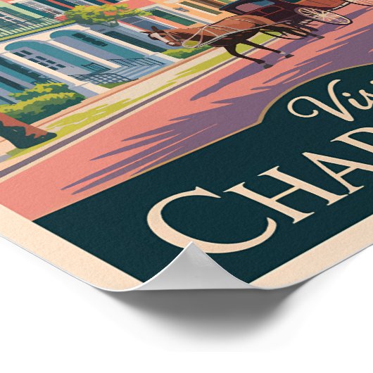 Poster Charleston Caroline du Sud Illustration Art de Voy (Coin)