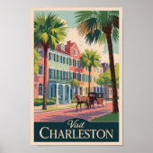 Poster Charleston Caroline du Sud Illustration Art de Voy (Devant)