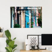 Poster Charleston Caroline du Sud Maisons Rainbow Row (Bureau à domicile)