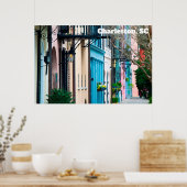 Poster Charleston Caroline du Sud Maisons Rainbow Row (Cuisine)