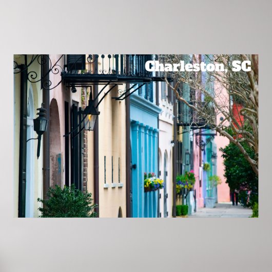 Poster Charleston Caroline du Sud Maisons Rainbow Row (Devant)