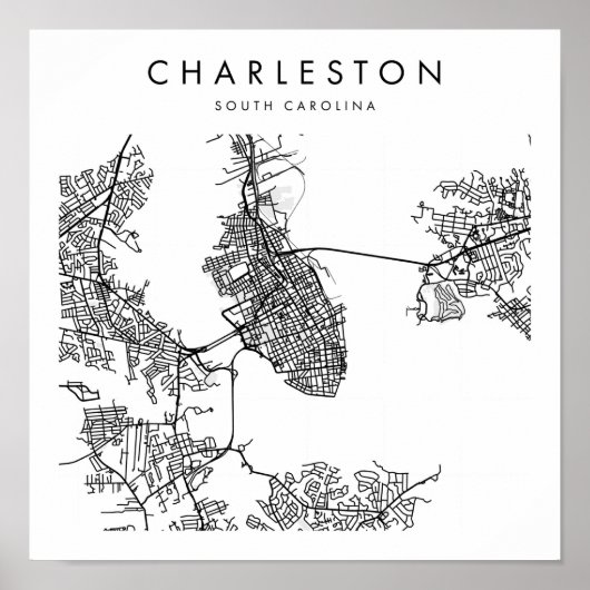 Poster Charleston Caroline du Sud Minimal Modern Street (Devant)
