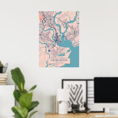 Poster Charleston - États-Unis Breezy City Map (Bureau à domicile)