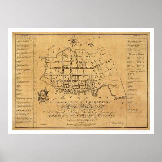 Poster Charleston SC Street Map 1788 (Devant)