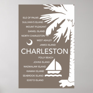 Poster Charleston SC Towns - Brown