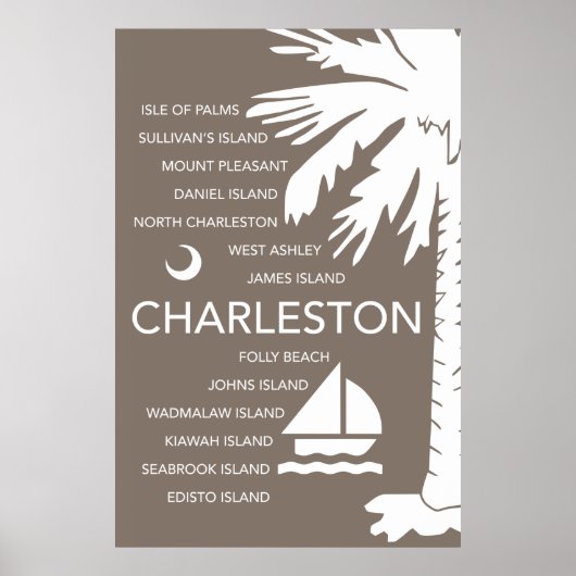 Poster Charleston SC Towns - Brown (Devant)