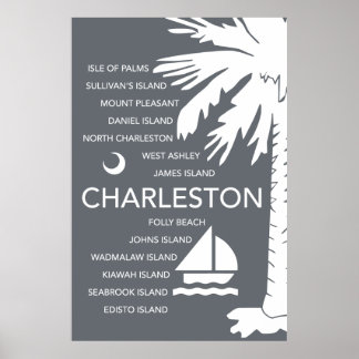 Poster Charleston SC Towns - Charcoal