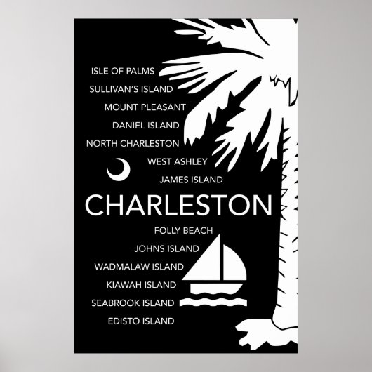 Poster Charleston SC Towns - Noir (Devant)