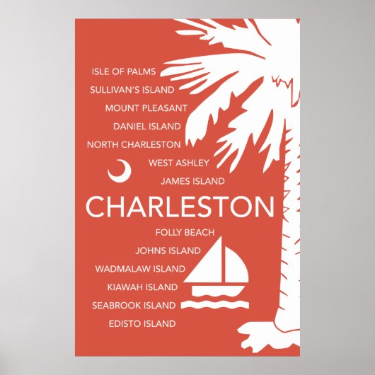 Poster Charleston SC Towns - Rouge (Devant)