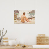 Poster Charlie assis sur le sable (Cuisine)