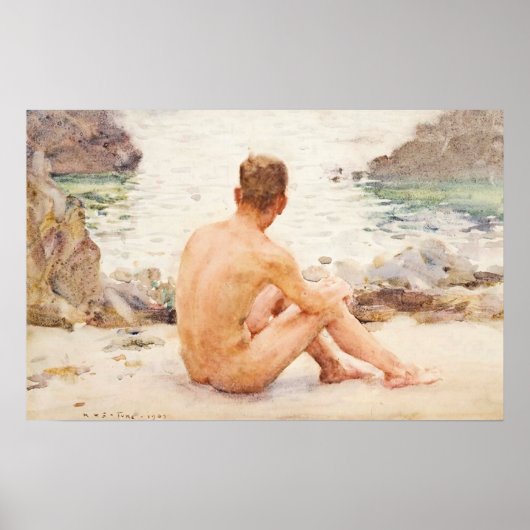 Poster Charlie assis sur le sable (Devant)